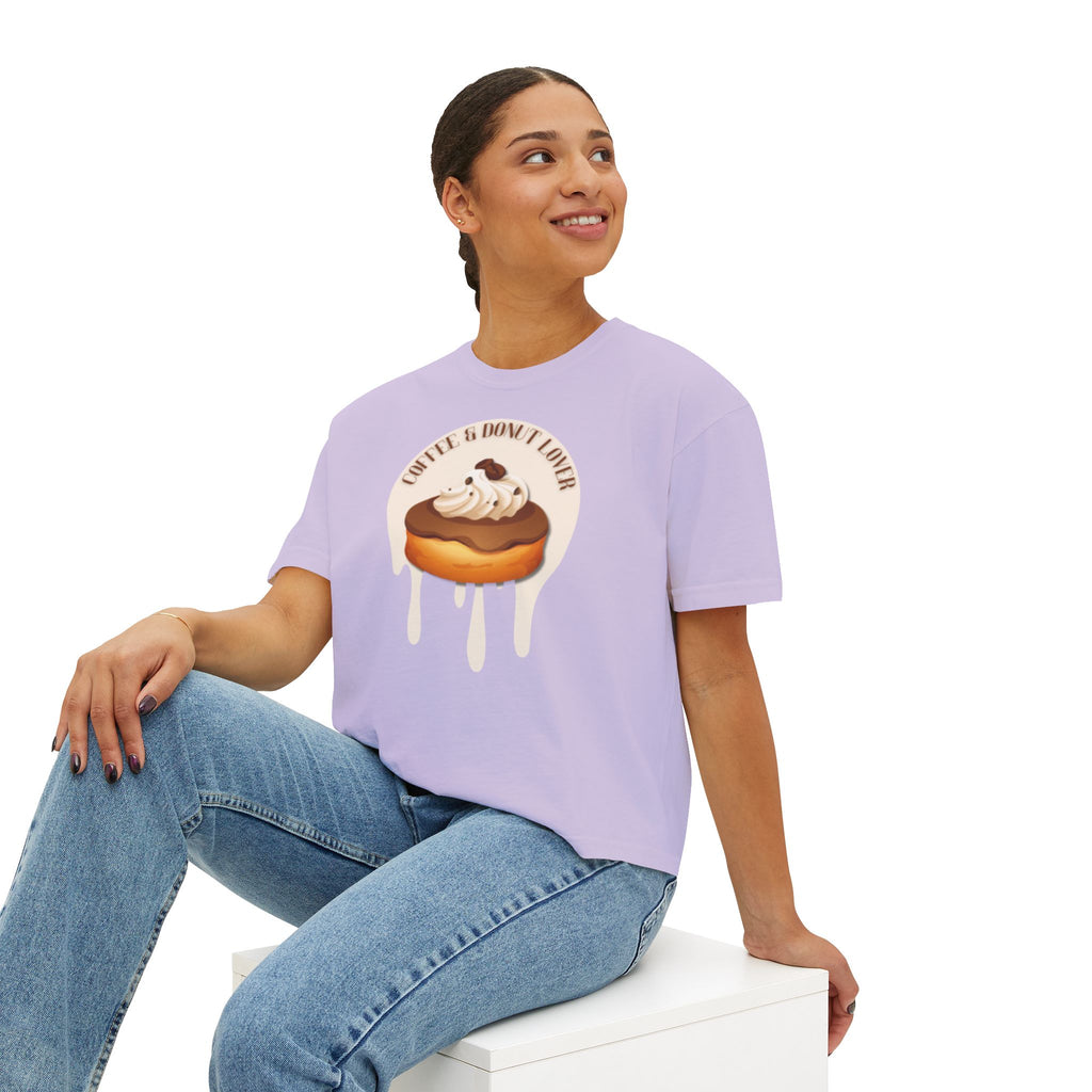 Cute Donut Women's Boxy Tee, Casual Shirt.