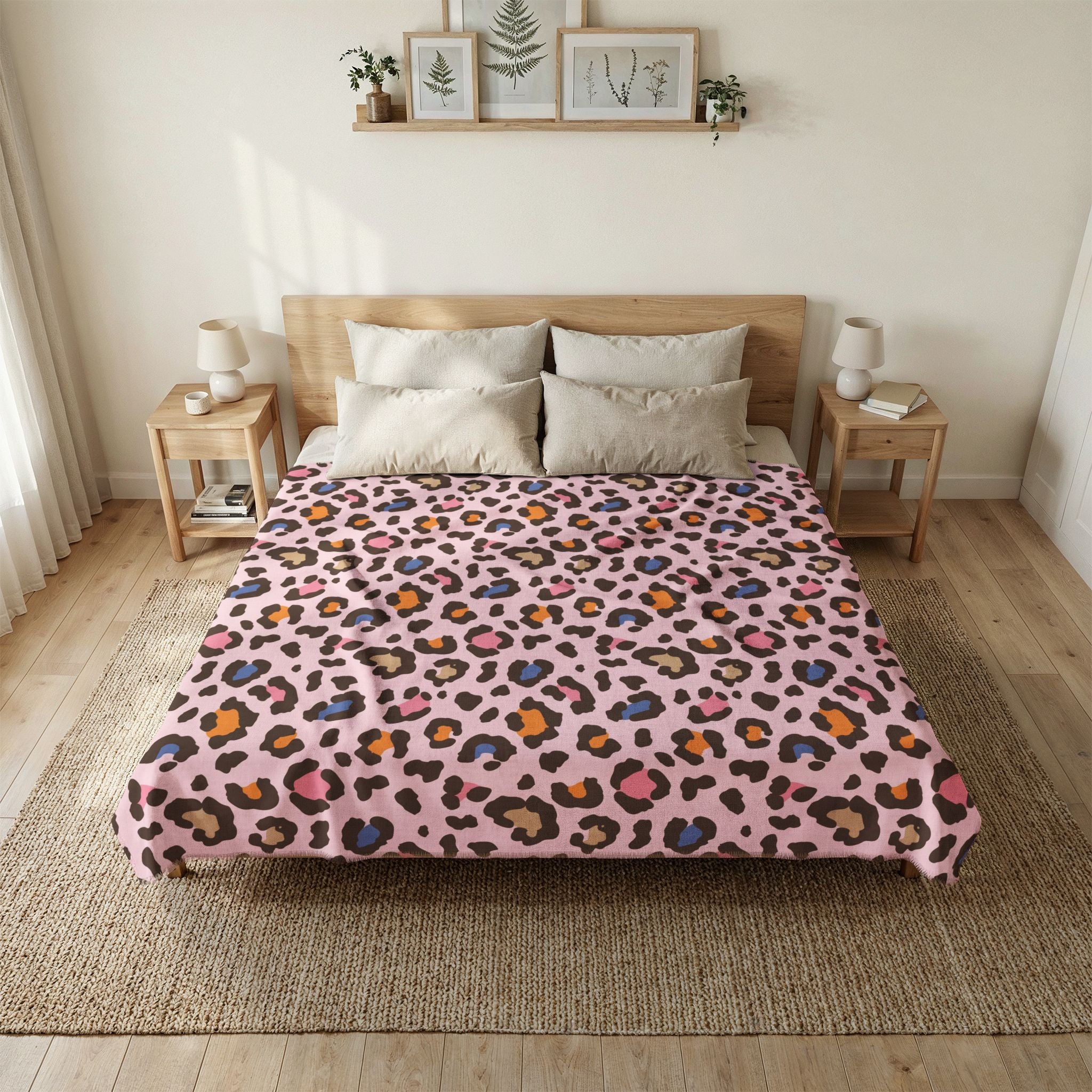 Pink Leopard Woven Coverlet