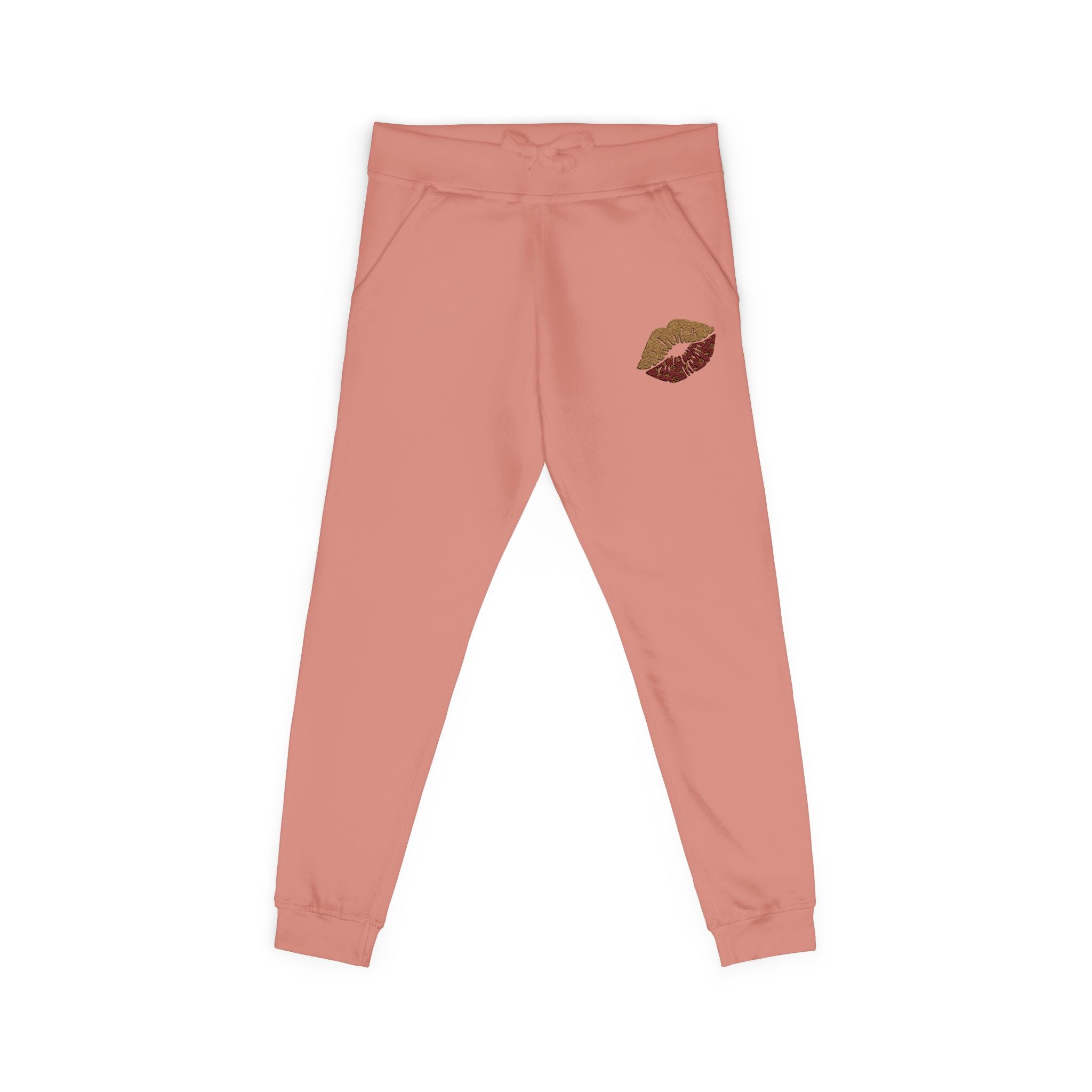 Embroidered Leopard Kiss Sweatpants — Women's Cozy Fleece Joggers