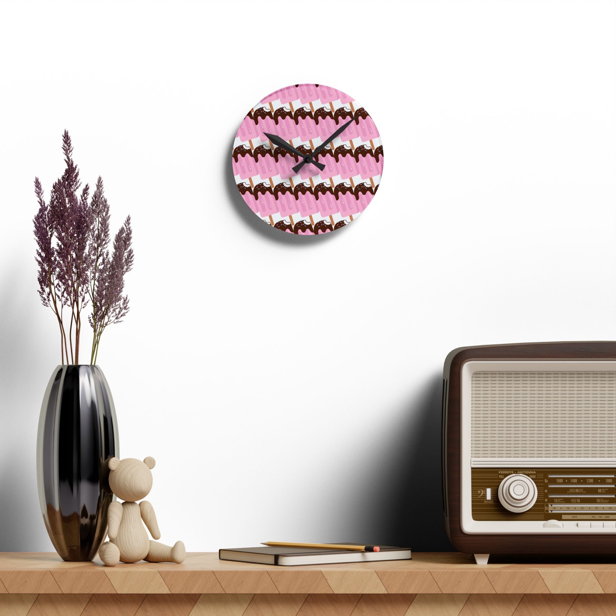 Ice Cream Popsicle Acrylic Wall Clock.