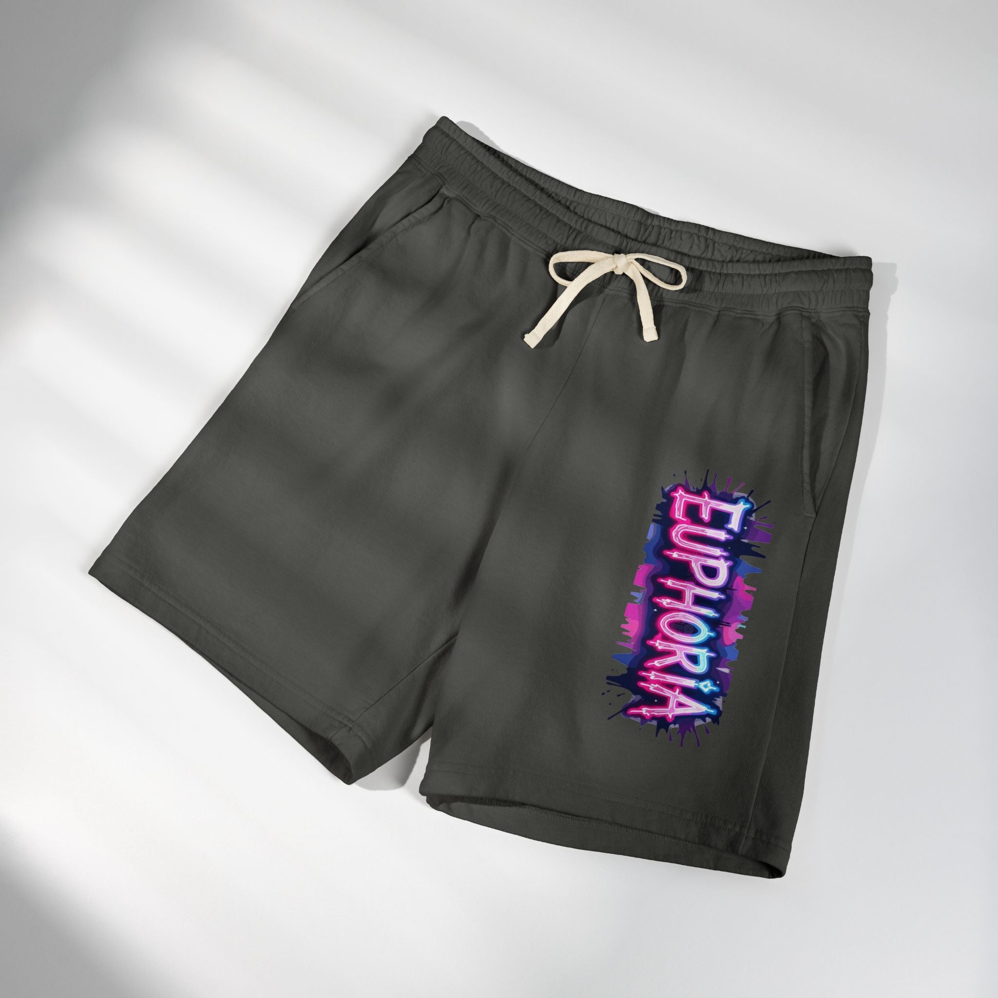 Euphoria Graphic Sweat Shorts — Lightweight Garment-Dyed Fleece