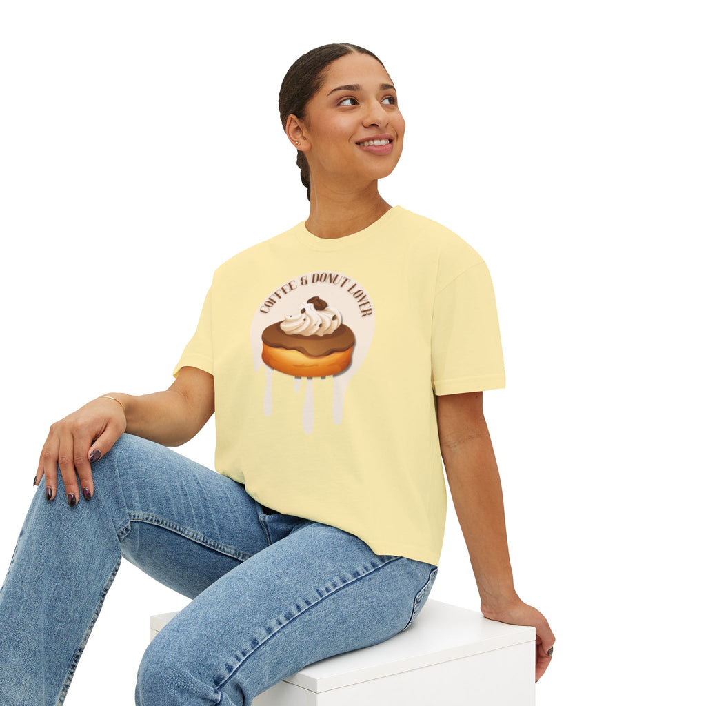 Cute Donut Women's Boxy Tee, Casual Shirt.