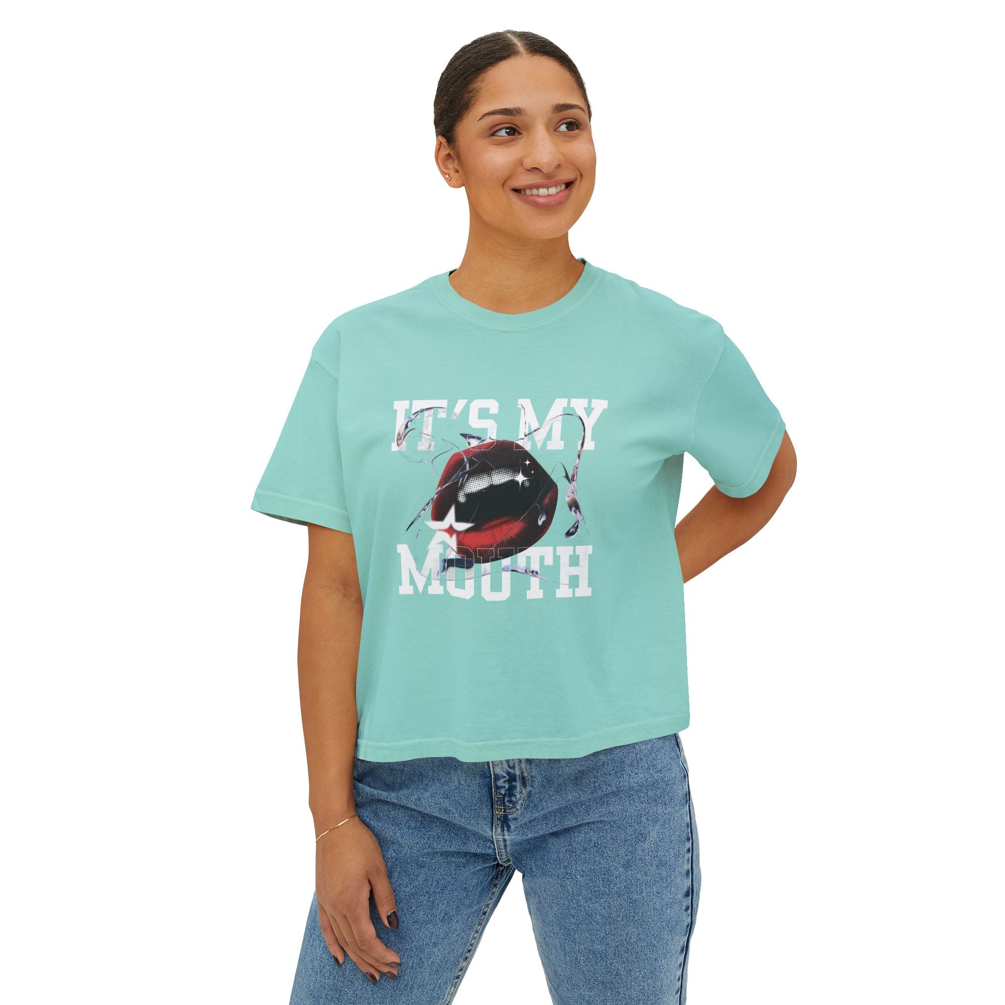 Trendy Women's Boxy Tee, Casual Graphic Tee, Everyday