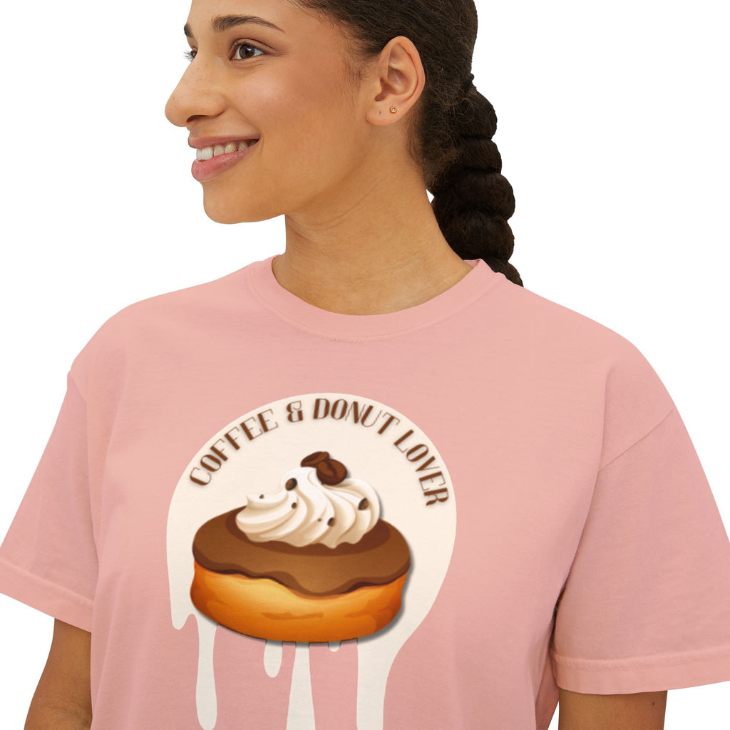 Cute Donut Women's Boxy Tee, Casual Shirt.