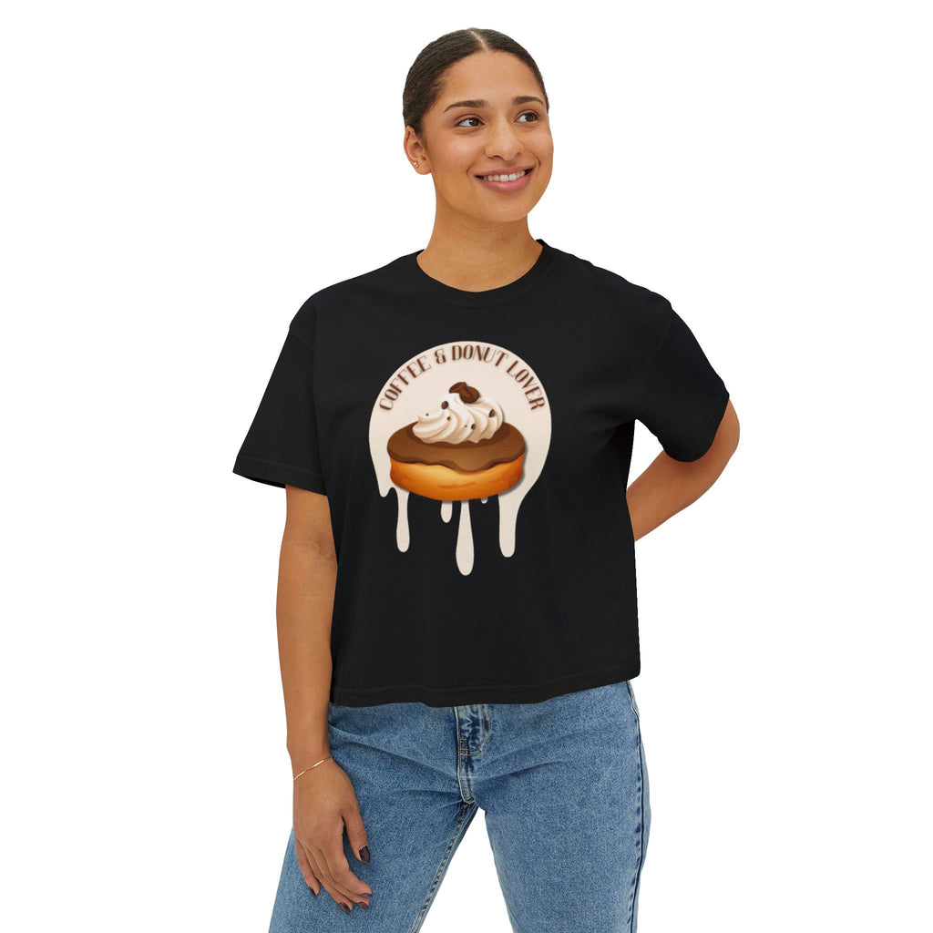 Cute Donut Women's Boxy Tee, Casual Shirt.