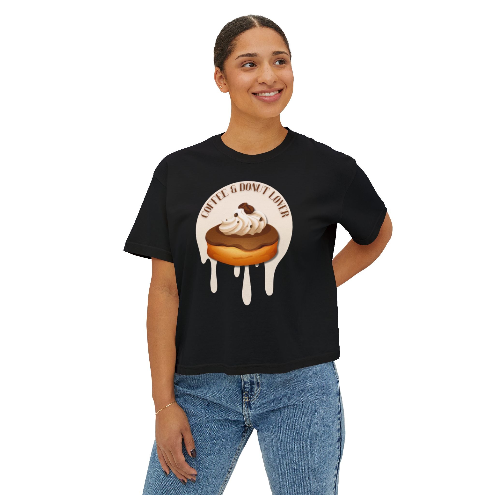 Cute Donut Women's Boxy Tee, Casual Shirt.