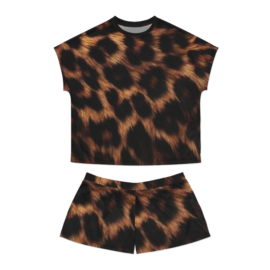 Women's Leopard Print Short Pajama Set.