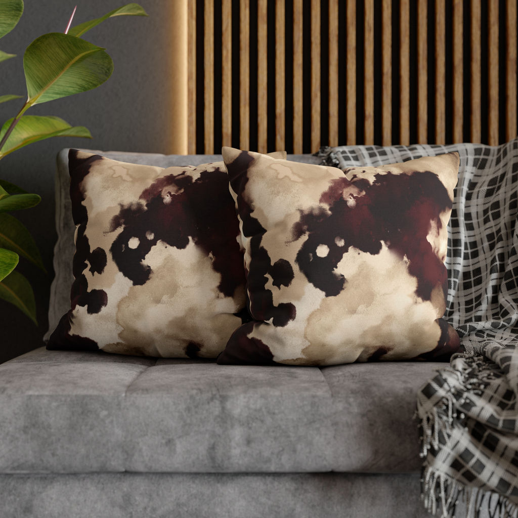 Abstract Marble Square Pillowcase – Brown & Beige Watercolor Throw Cover