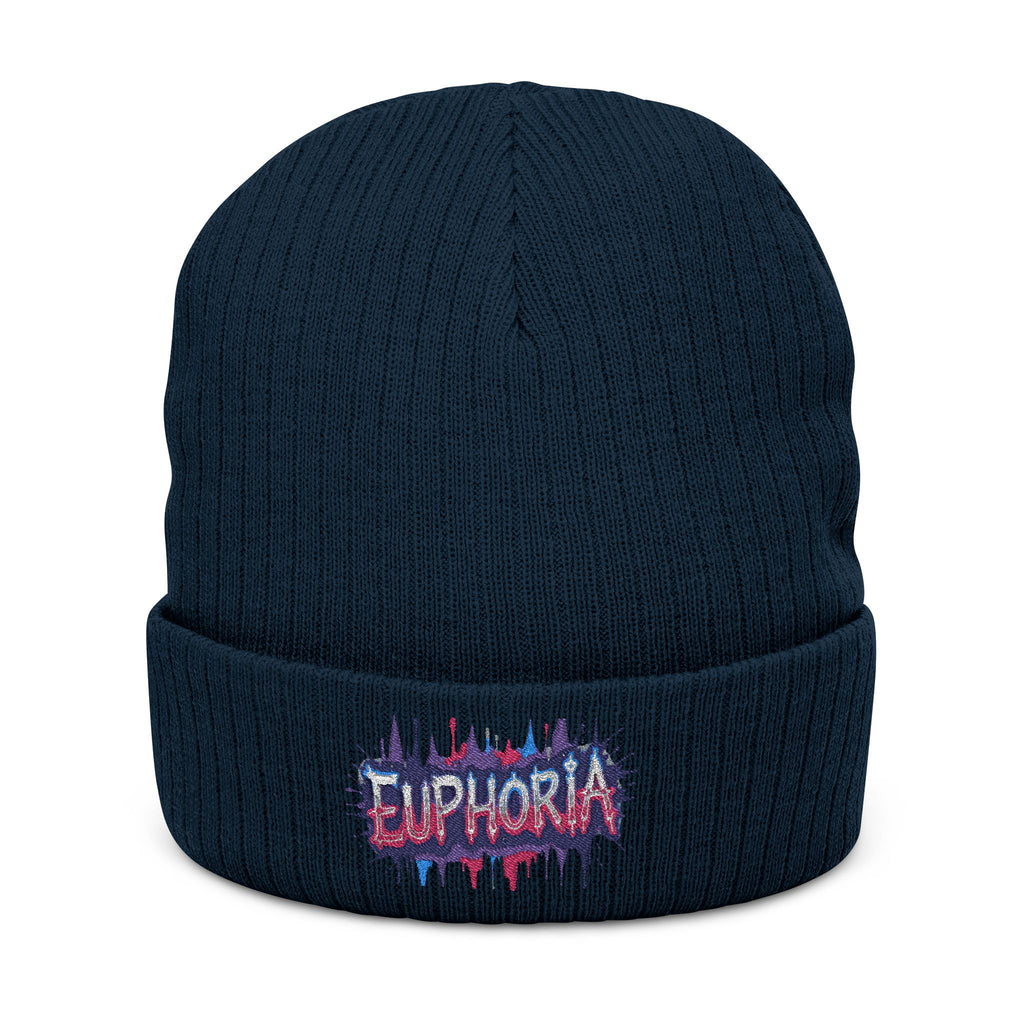 Euphoria Embroidered Ribbed Knit Beanie — Cozy Streetwear Winter Hat