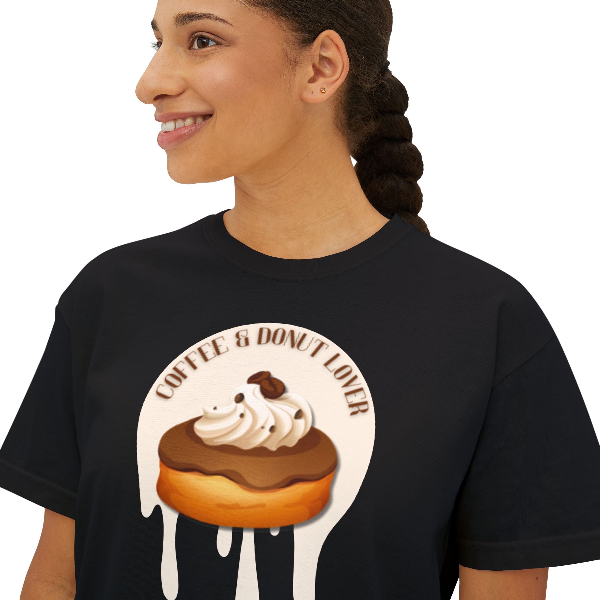 Cute Donut Women's Boxy Tee, Casual Shirt.