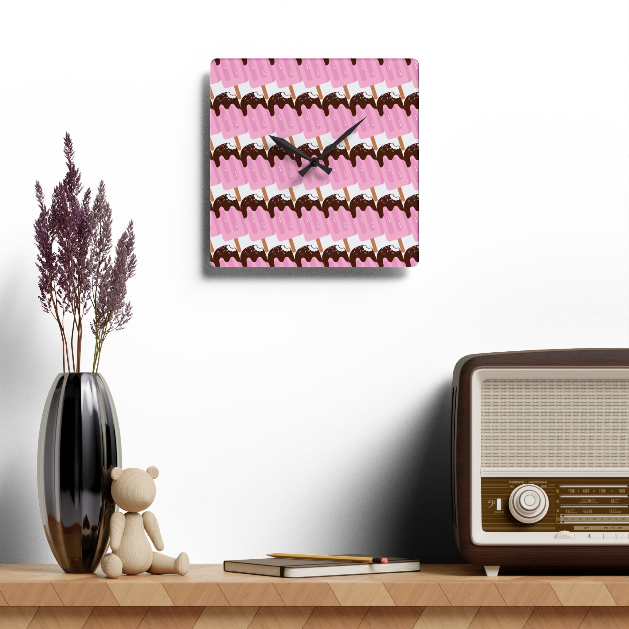 Ice Cream Popsicle Acrylic Wall Clock.
