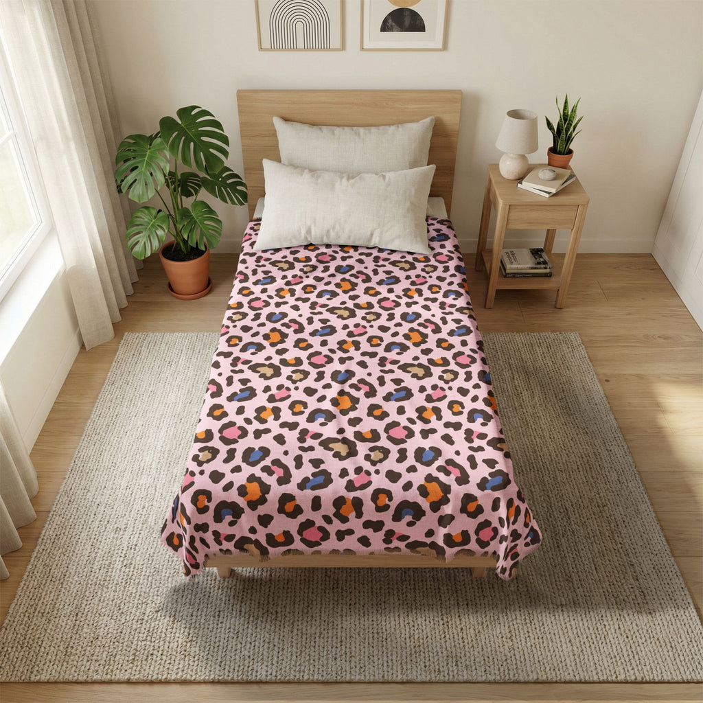 Pink Leopard Woven Coverlet