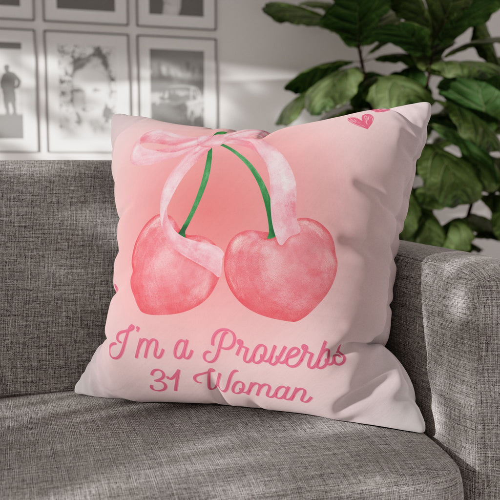 Proverbs 31 Woman Pillowcase, Decorative Throw Pillow, Bible Verse