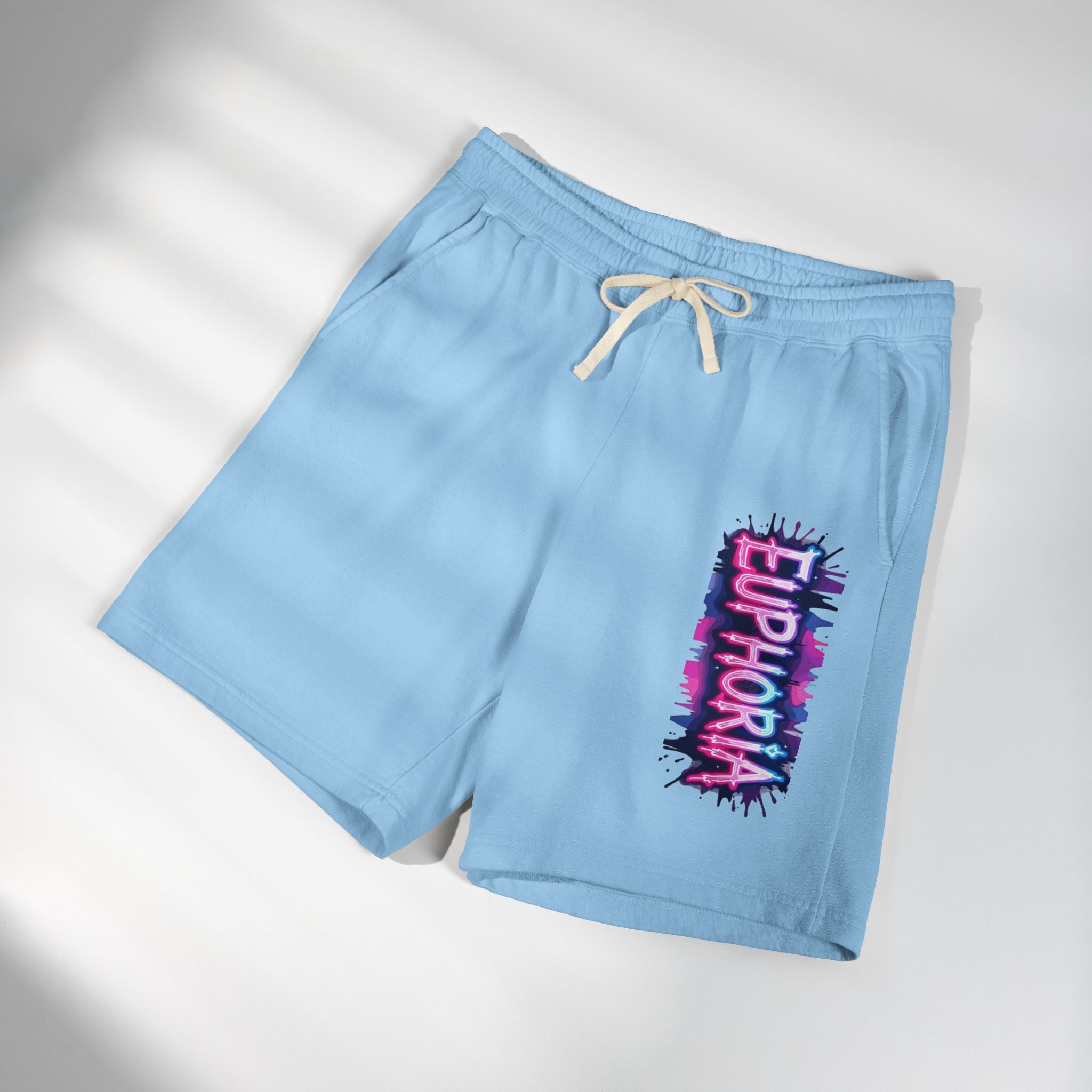 Euphoria Graphic Sweat Shorts — Lightweight Garment-Dyed Fleece