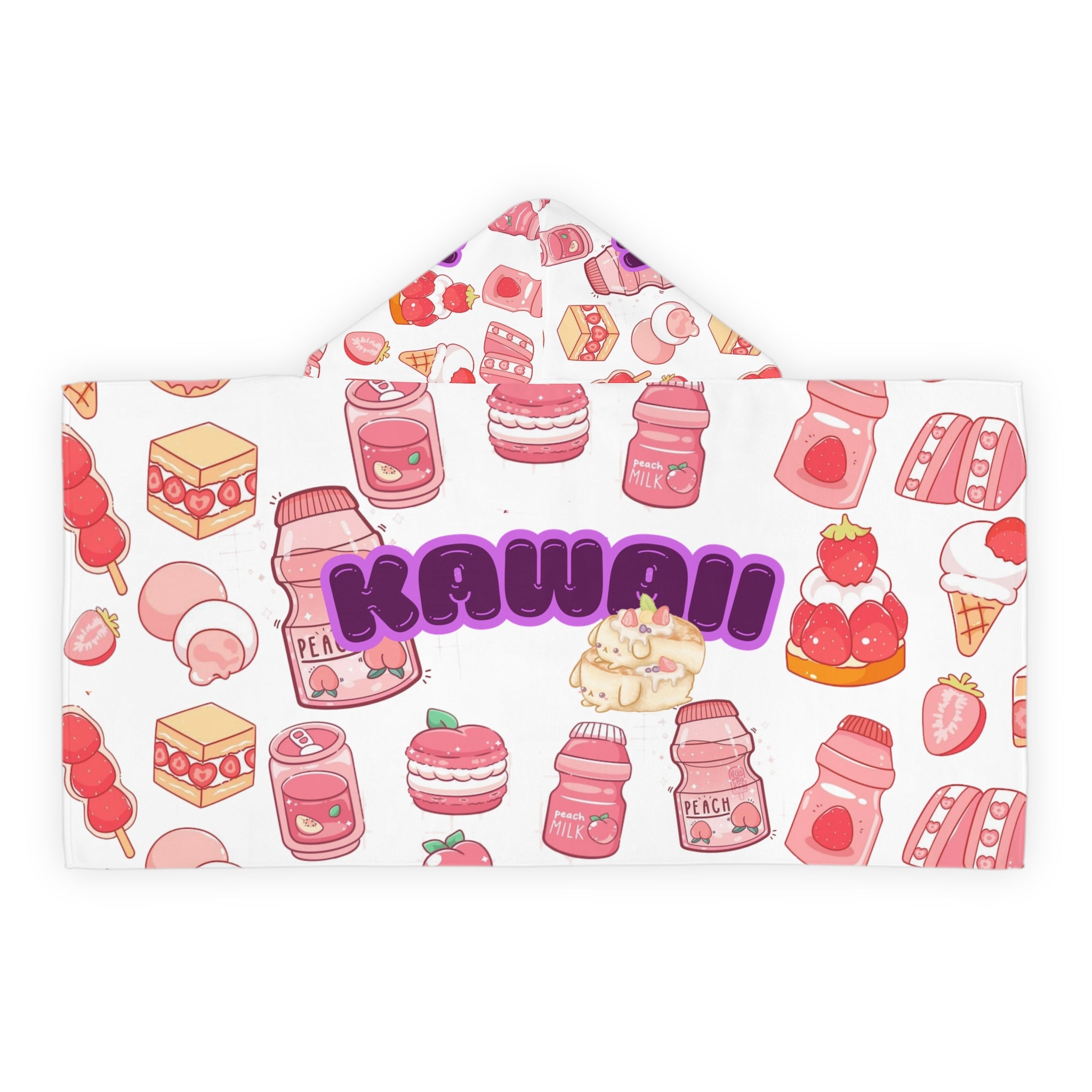 Kawaii Youth Hooded Towel - Cute Bath Towel, Shower Wrap, Beach Cover-Up, Kids Gift, Fun Pool Time