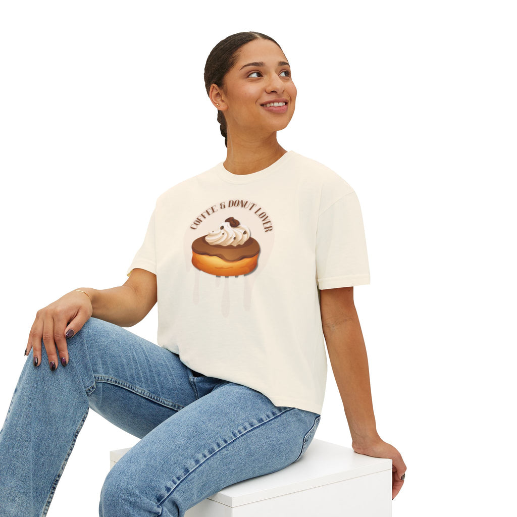 Cute Donut Women's Boxy Tee, Casual Shirt.
