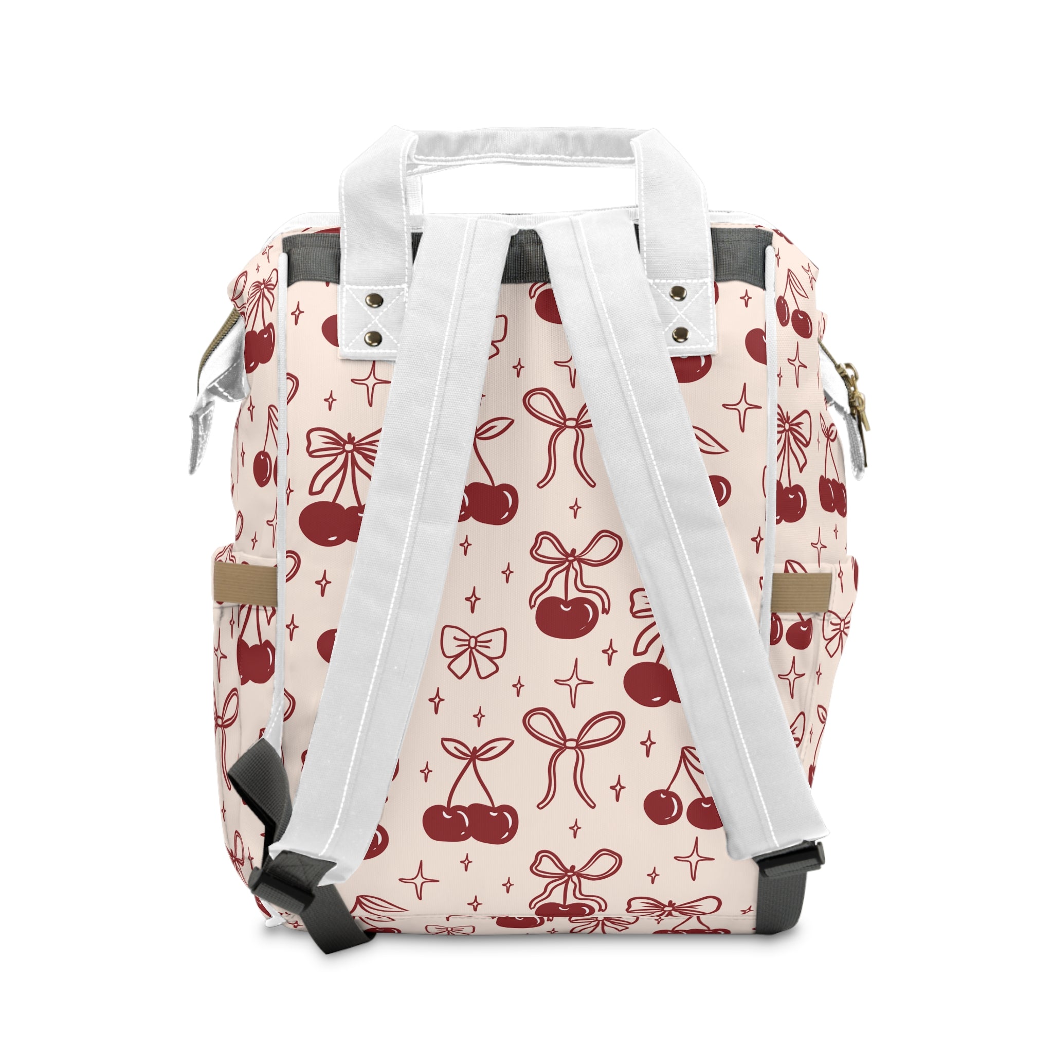 Charming Cherry Pattern Diaper Backpack, Stylish Baby Bag,