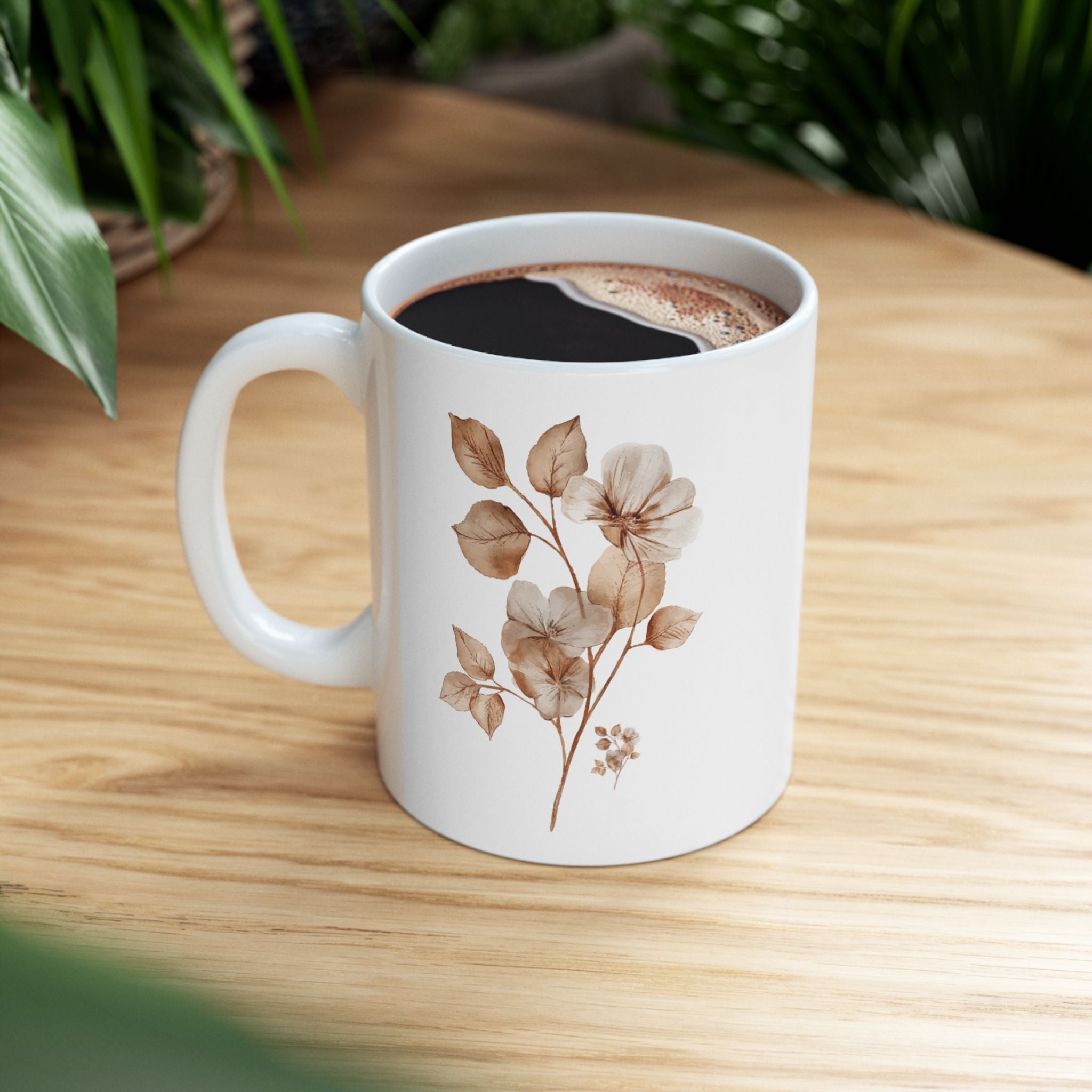 Floral Ceramic Mug, Coffee Cup, Gift for Her, Tea Lover, Home Decor, Mother's Day, Nature-Inspired
