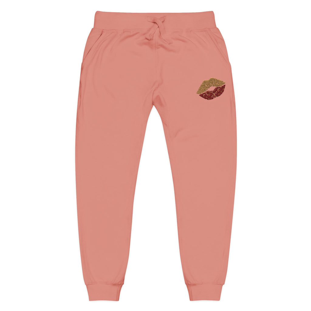 Embroidered Leopard Kiss Sweatpants — Women's Cozy Fleece Joggers