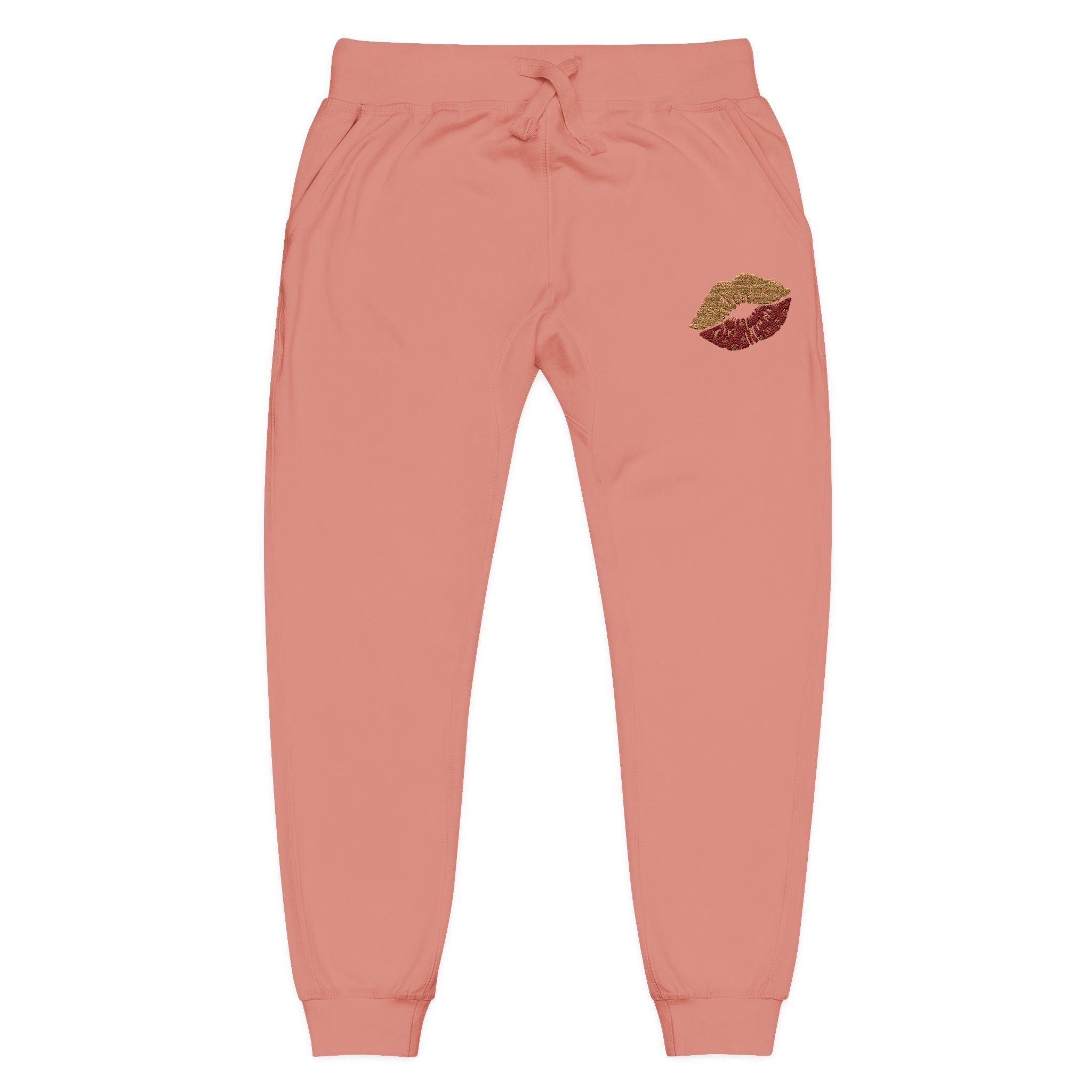 Embroidered Leopard Kiss Sweatpants — Women's Cozy Fleece Joggers