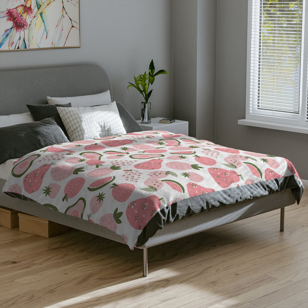 Fruity Microfiber Blanket - Cozy Throw for Picnics.
