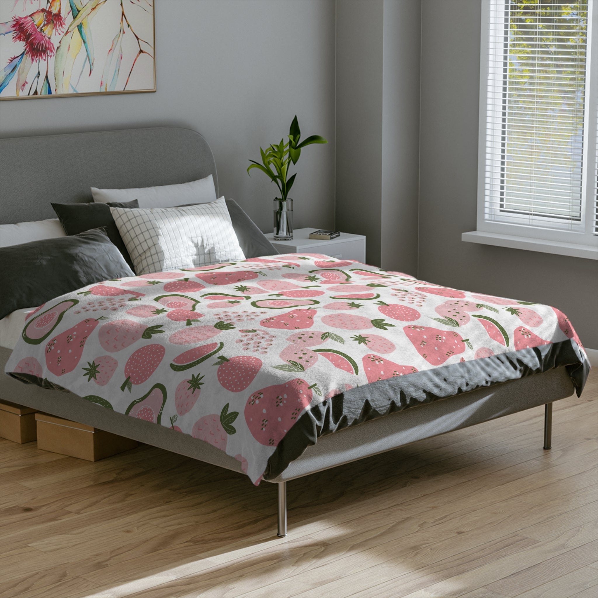 Fruity Microfiber Blanket - Cozy Throw for Picnics.