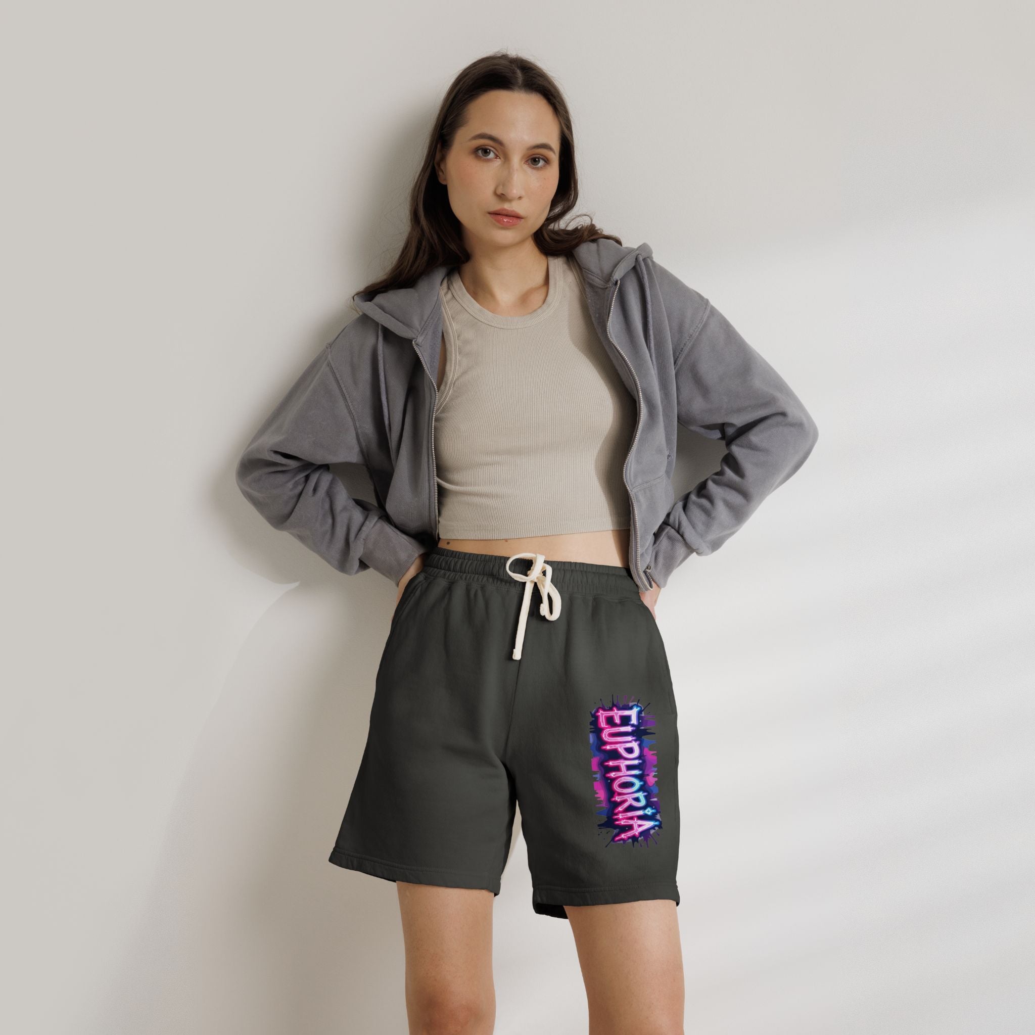 Euphoria Graphic Sweat Shorts — Lightweight Garment-Dyed Fleece