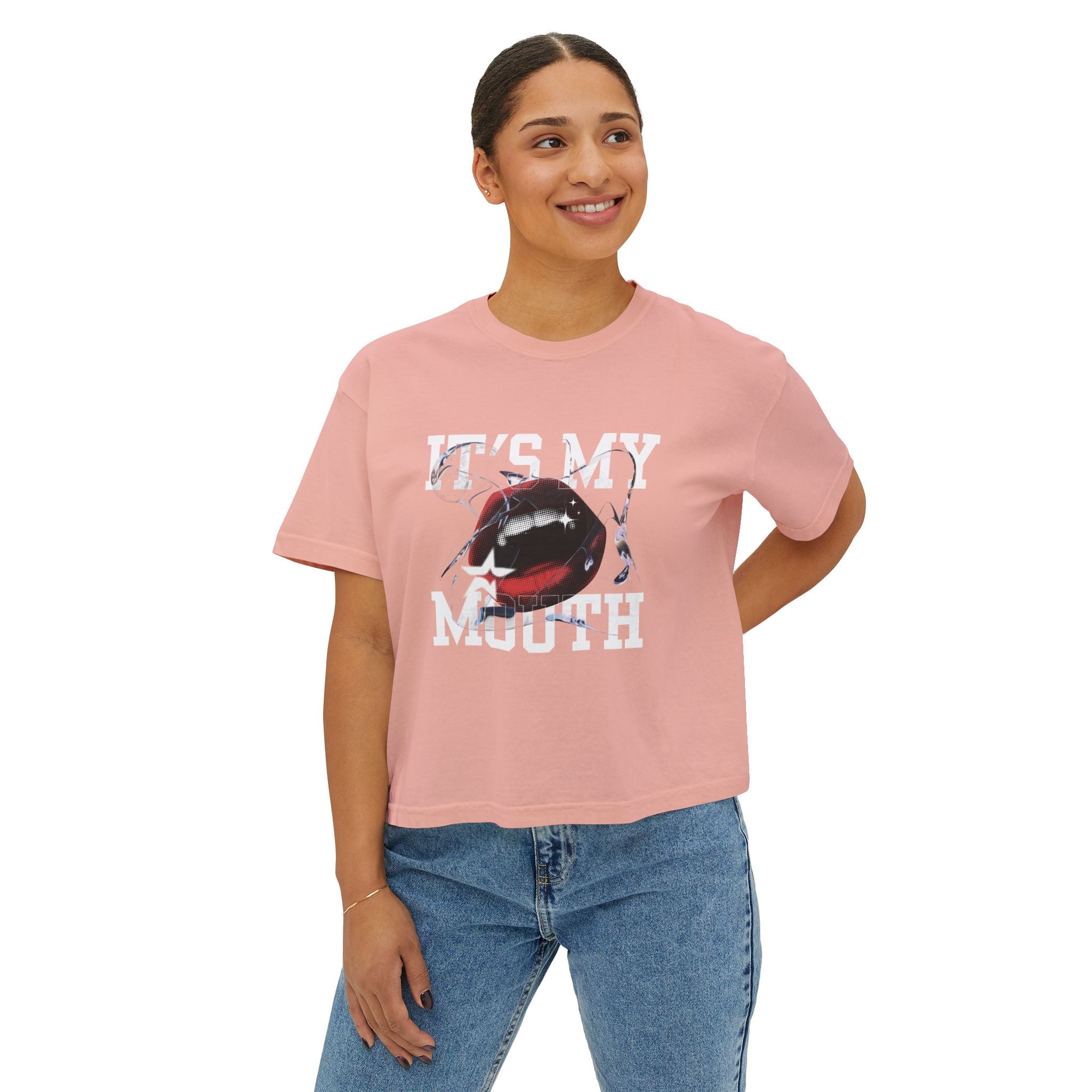 Trendy Women's Boxy Tee, Casual Graphic Tee, Everyday