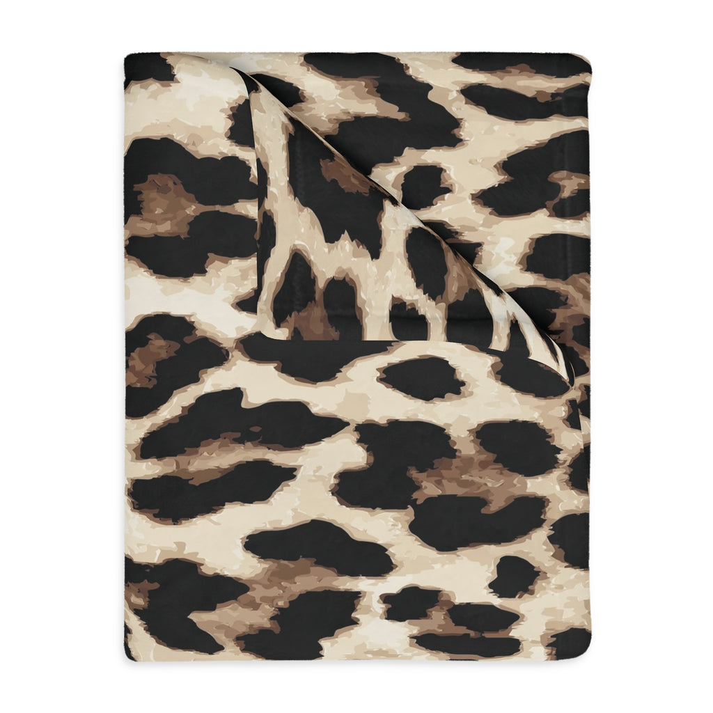 Leopard Print Velveteen Blanket — Plush Two-Sided Microfiber Throw