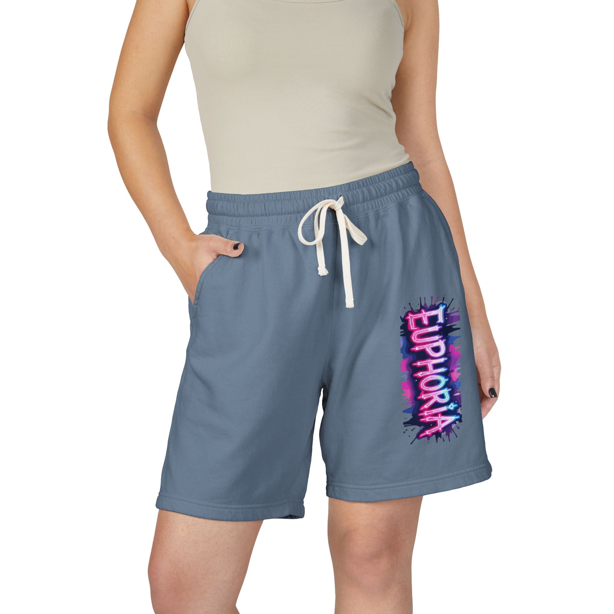 Euphoria Graphic Sweat Shorts — Lightweight Garment-Dyed Fleece