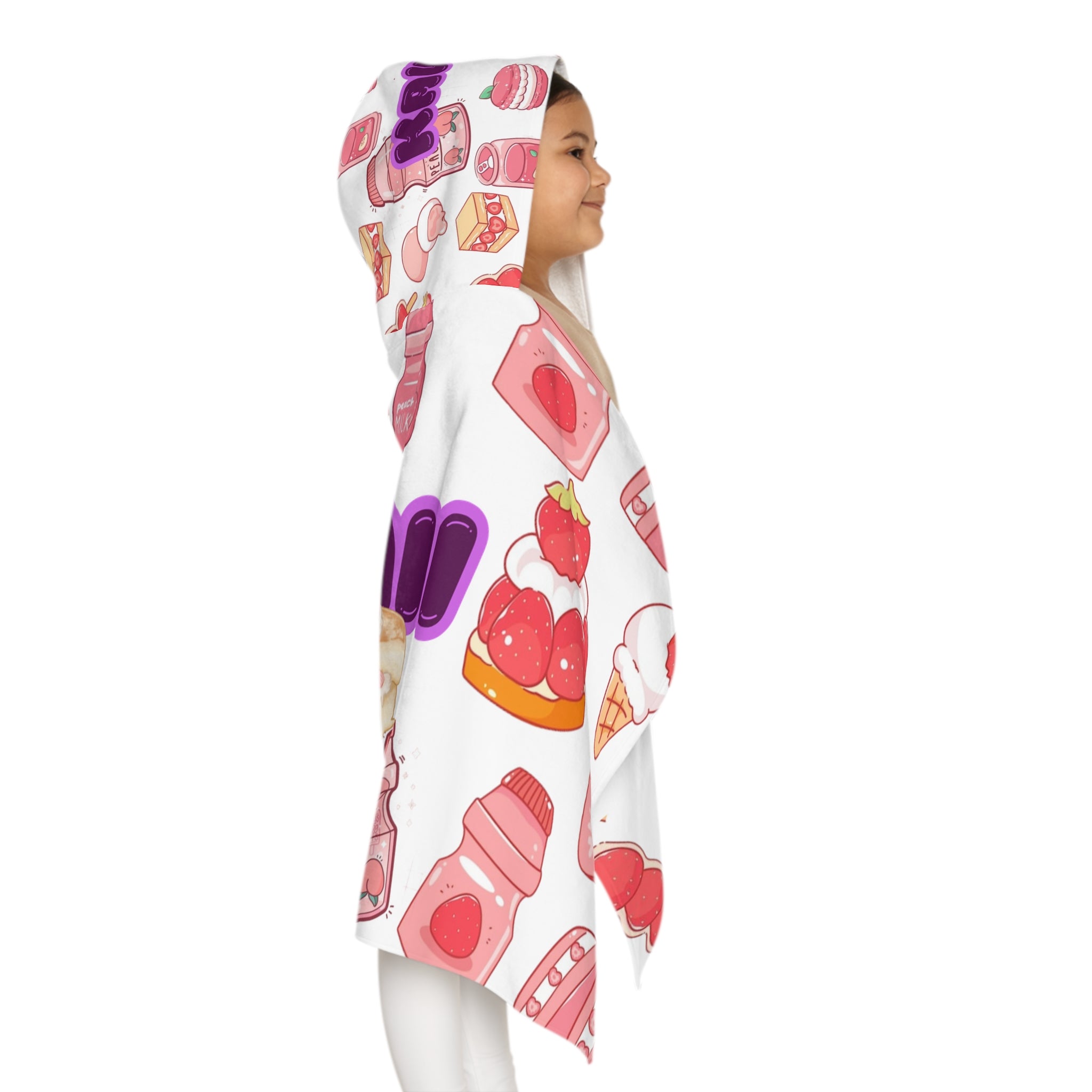 Kawaii Youth Hooded Towel - Cute Bath Towel, Shower Wrap, Beach Cover-Up, Kids Gift, Fun Pool Time