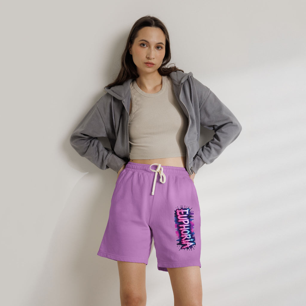 Euphoria Graphic Sweat Shorts — Lightweight Garment-Dyed Fleece